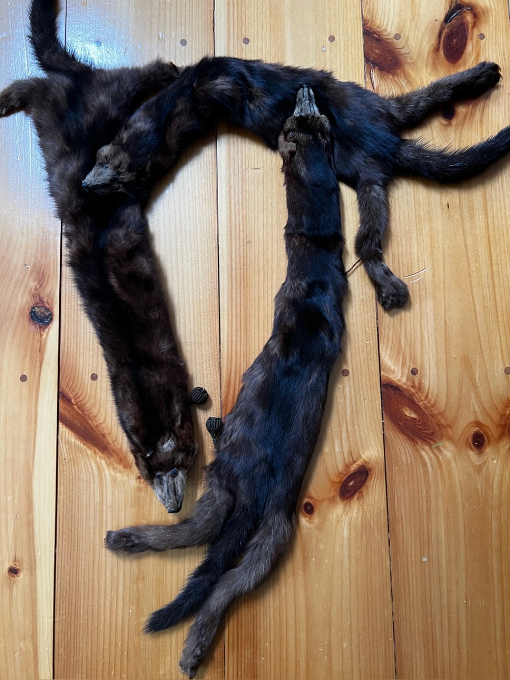 Vintage 3 Pelt Full Body Mink Stole
